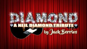 A red curtain with the words " diamond neil diamond tribute by jack benny ".