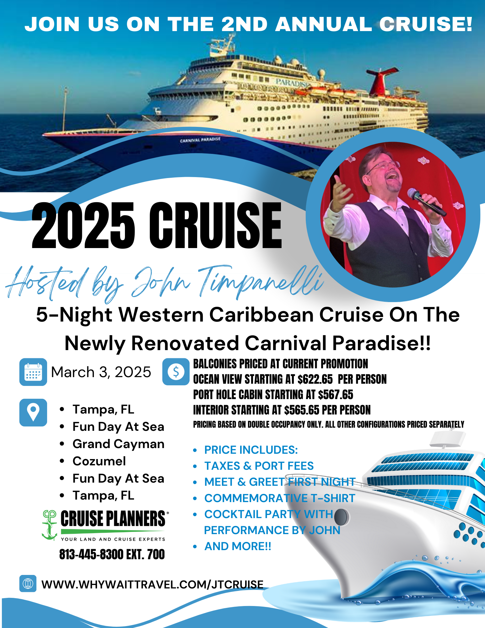 A cruise flyer with a man on the front of it