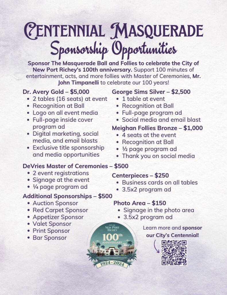 Centennial Masquerade Ball and Follies Flyer - 10.25.2024 - Sponsor and Event Info (2)